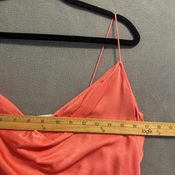 Veronica Beard Natasha Slip Dress Ruched Slit Maxi Size 8 Coral Wedding Guest - Picture 10 of 12